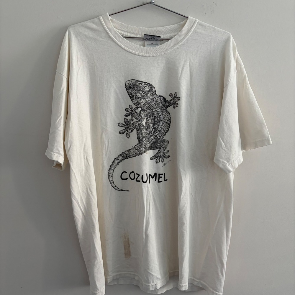 Del Sol Cozumel Mexico Gecko Graphic T-Shirt White XL